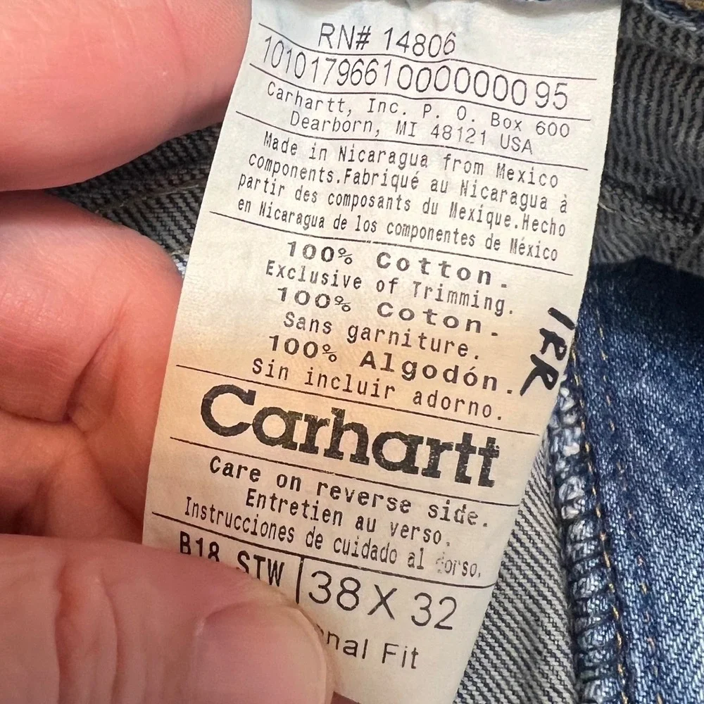 Vintage Carhartt Mens Size 38x32 Traditional Fit Jeans Blue Denim Workwear Y2K‎